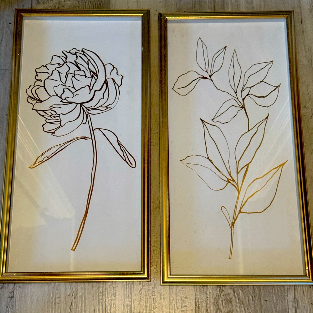 Boho style floral art wall pictures - 2 side by side